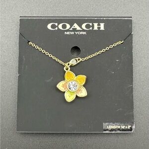 NWT Coach Wildflower Crystal Pendant Necklace - Yellow Gold